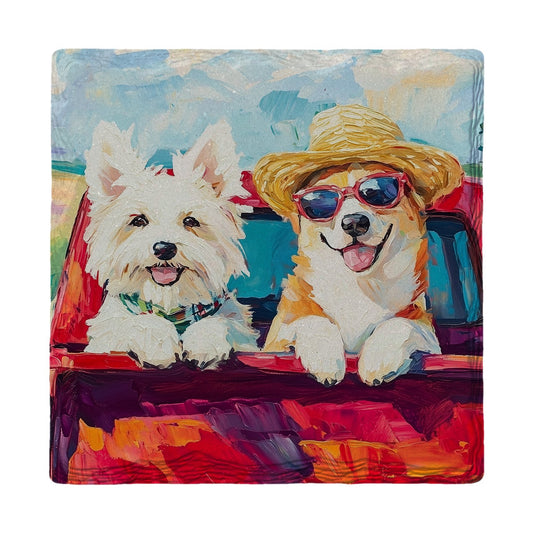 Road Trip Pups | Ceramic Drink Coaster