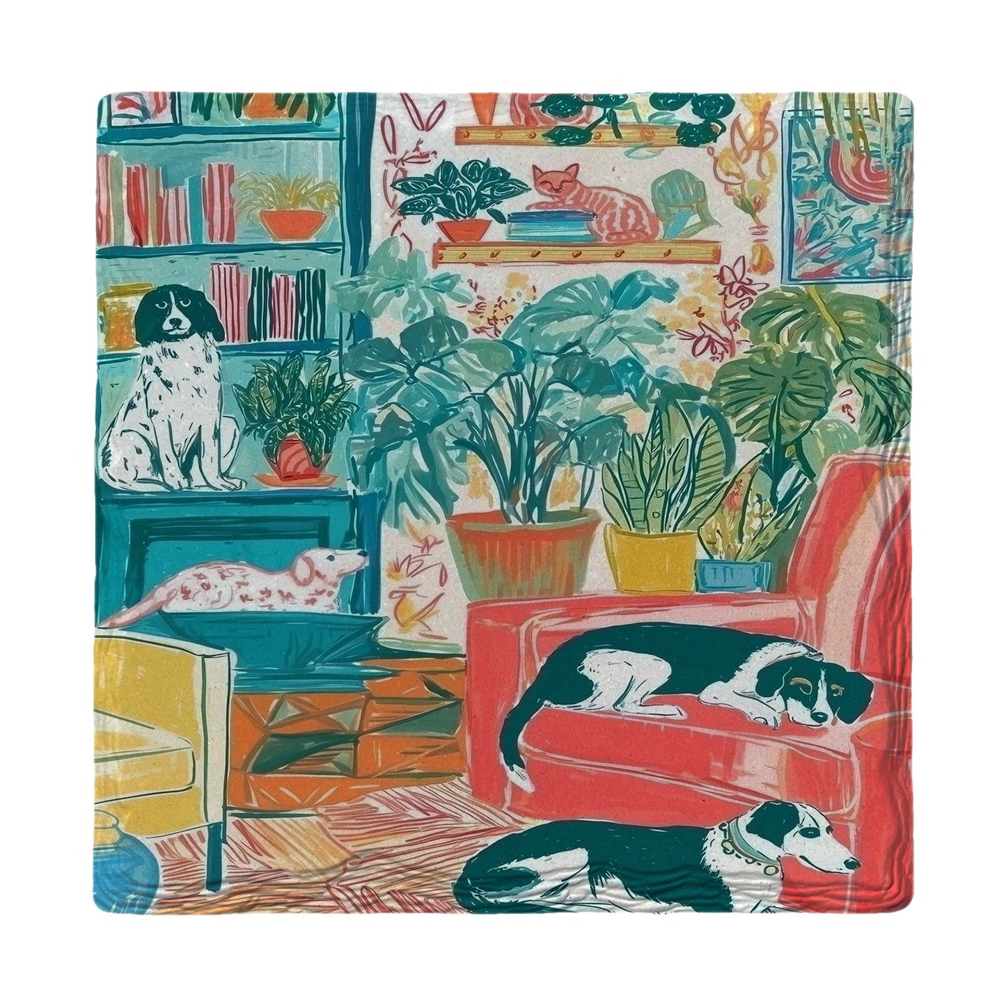 Cozy Home Dogs | Ceramic Drink Coaster