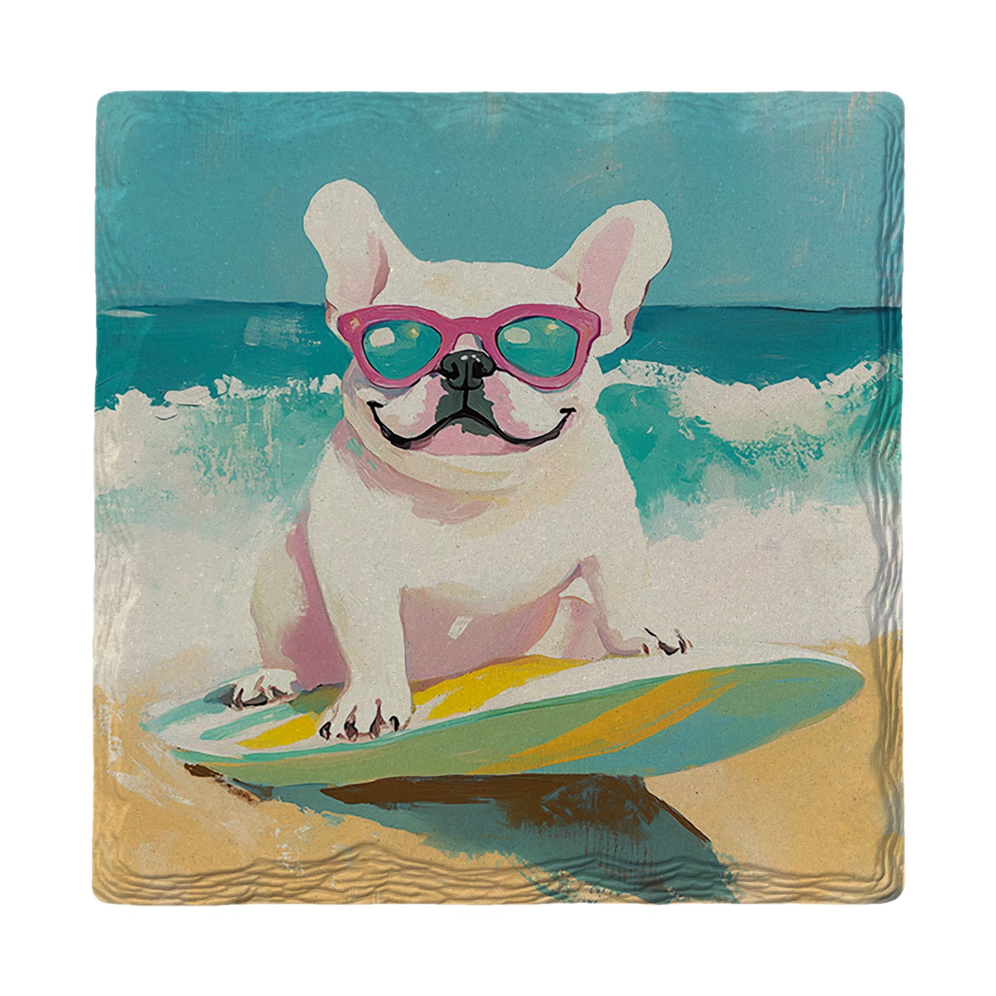 Surfs Up French Bulldog | Ceramic Drink Coaster