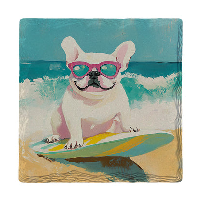 Surfs Up French Bulldog | Ceramic Drink Coaster
