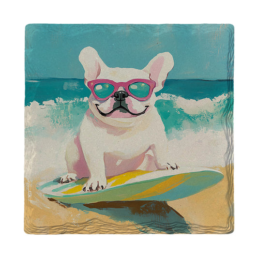 Surfs Up French Bulldog | Ceramic Drink Coaster