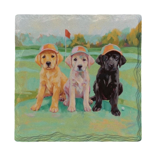 Golf Course Puppies | Ceramic Drink Coaster