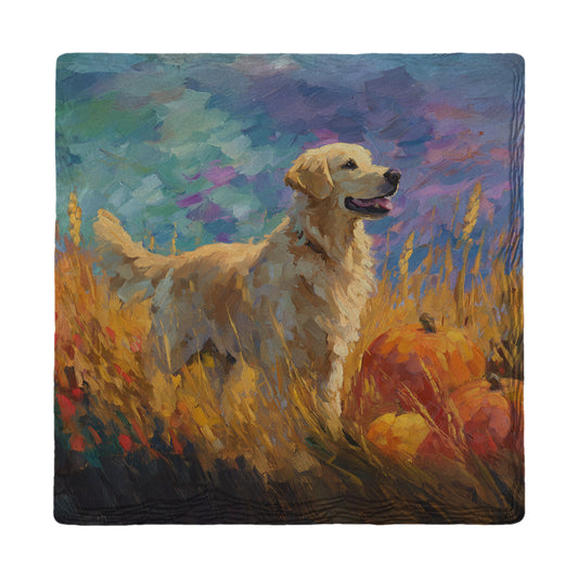 Autumn Glow Golden Retriever | Ceramic Drink Coaster