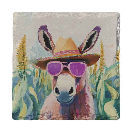 Sassy Sunglasses Donkey | Ceramic Drink Coaster