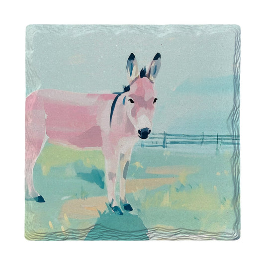 Pink Pasture Donkey | Ceramic Drink Coaster