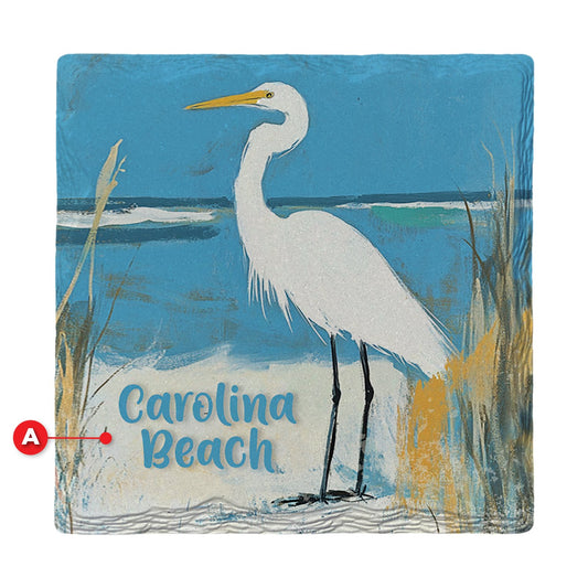 Carolina Beach Egret | Ceramic Drink Coaster