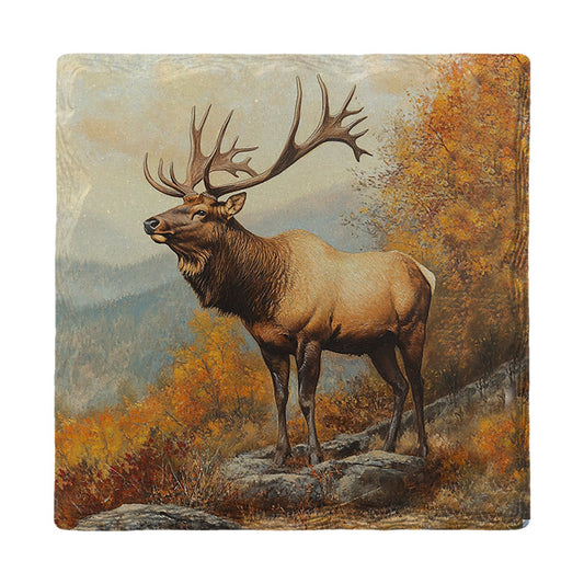 Golden Autumn Elk | Ceramic Drink Coaster