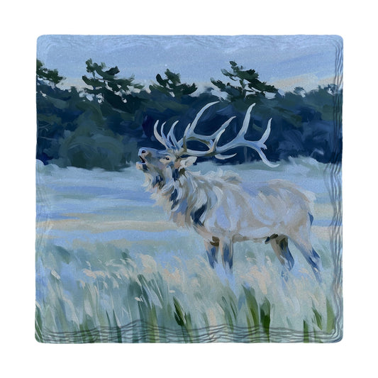 Winter Bugling Elk | Ceramic Drink Coaster
