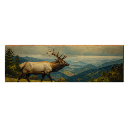 Blue Ridge Bull Elk | Wall Art Print on Real Wood