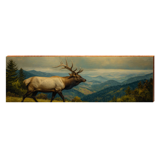 Blue Ridge Bull Elk | Wall Art Print on Real Wood