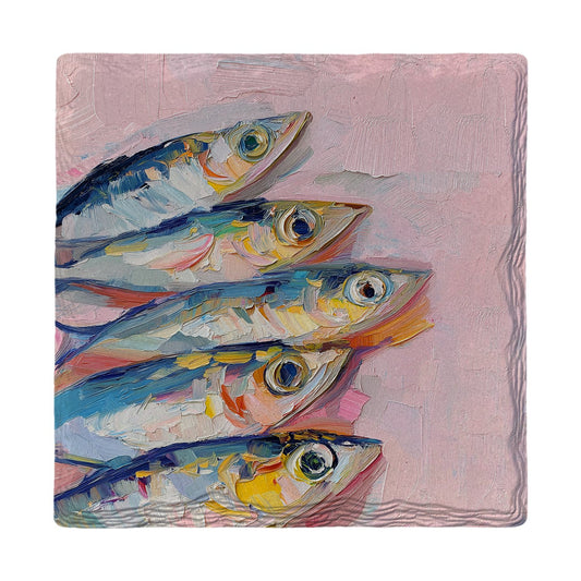 Sardines On Pink | Ceramic Drink Coaster
