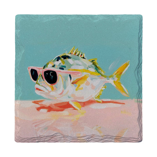 Fish In Pink Shades | Ceramic Drink Coaster