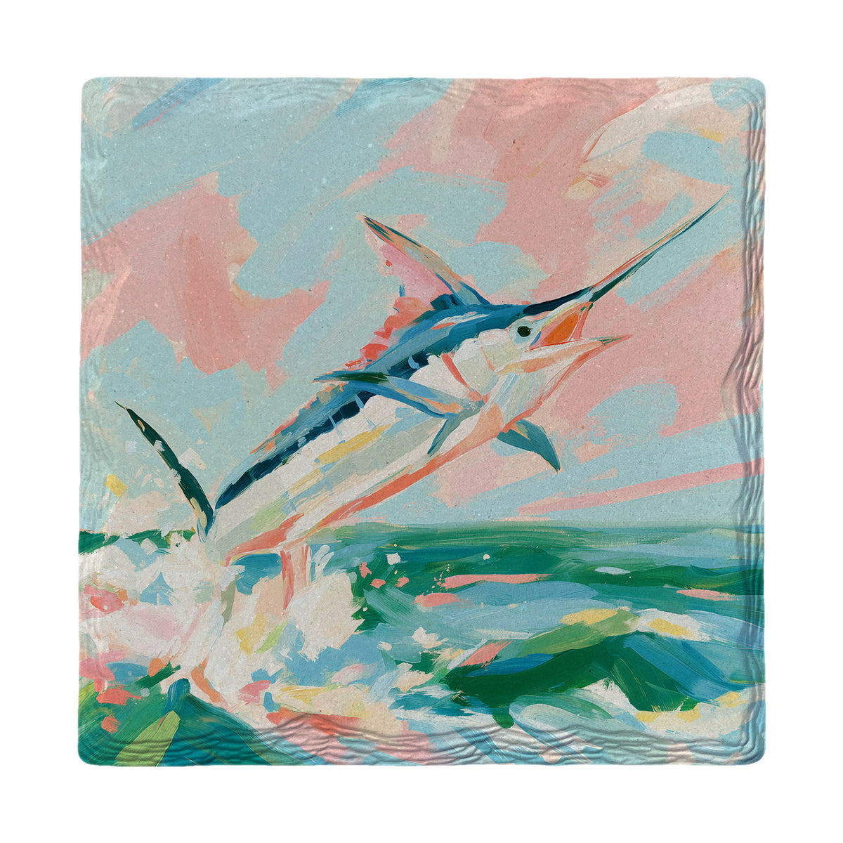 Leaping Marlin absorbent ceramic drink coaster