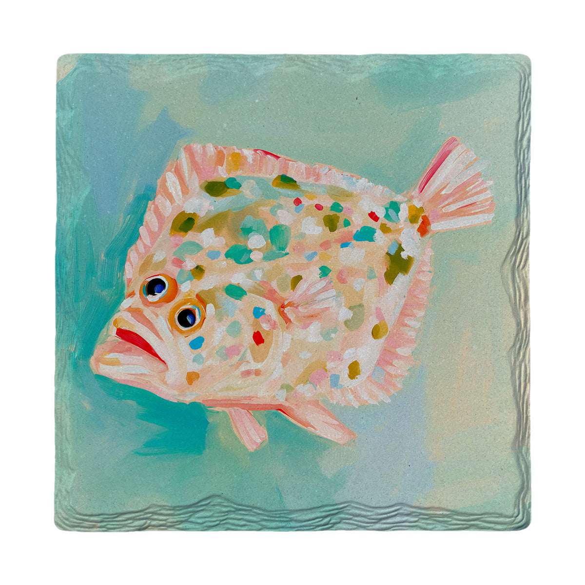 Confetti Flounder absorbent ceramic drink coaster