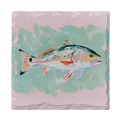 Coastal Redfish absorbent ceramic drink coaster