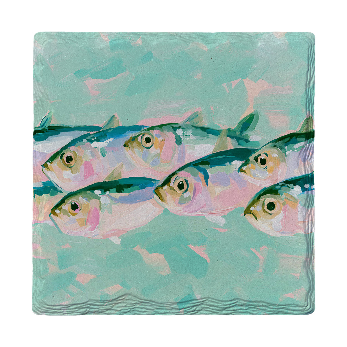School Of Silver Fish absorbent ceramic drink coaster