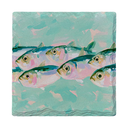 School Of Silver Fish absorbent ceramic drink coaster