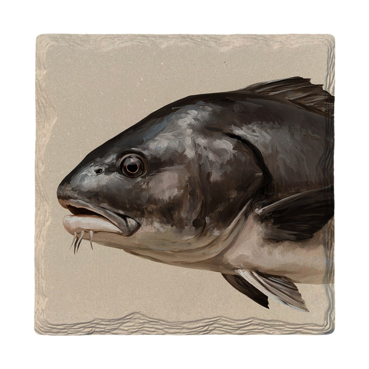 Black Drum Portrait | Absorbent Ceramic Drink Coaster
