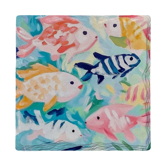 Happy Rainbow Fish | Ceramic Drink Coaster
