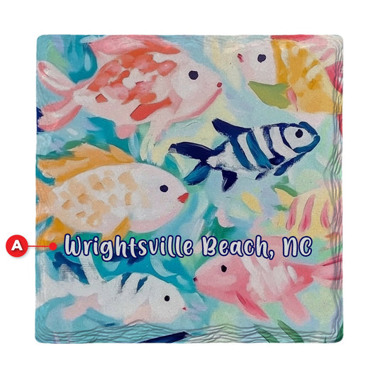 Wrightsville Beach Fish | Ceramic Drink Coaster