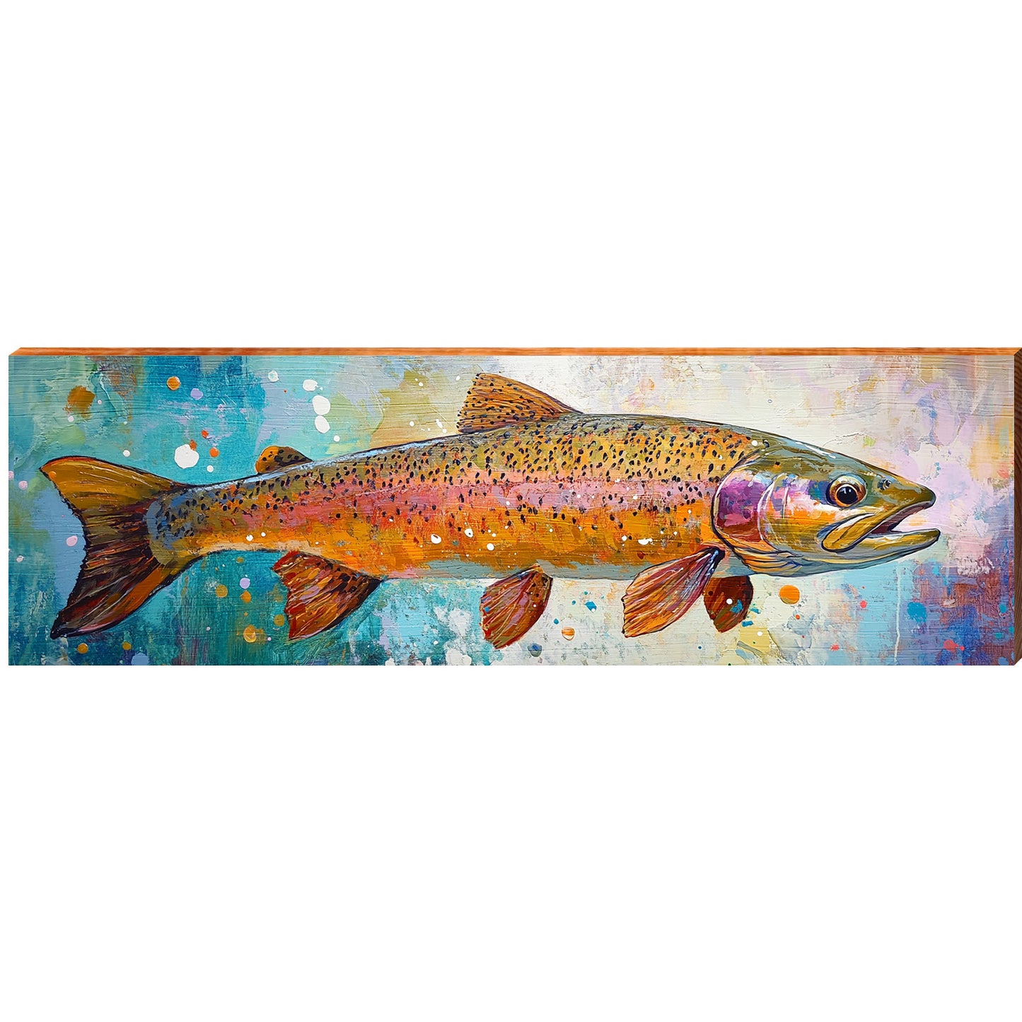 Colorful Rainbow Trout | Wall Art Print on Real Wood