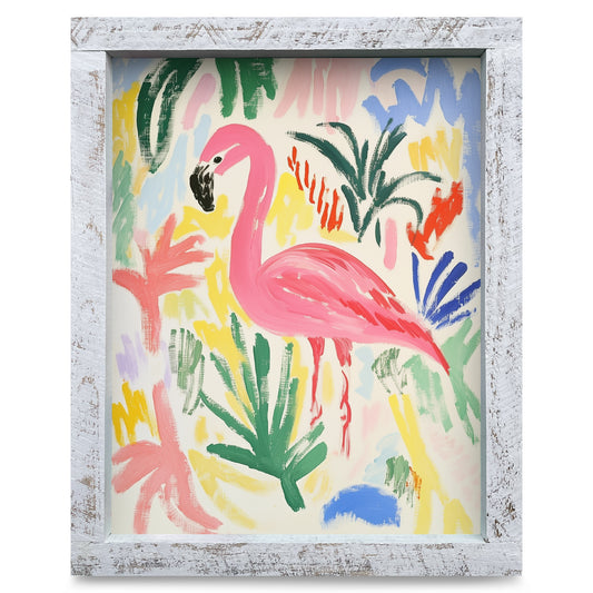 Colorful Flamingo | Real Wood Framed Wall Art Print