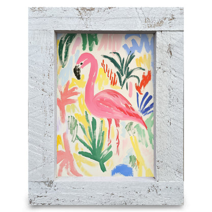 Colorful Flamingo | Real Wood Framed Wall Art Print