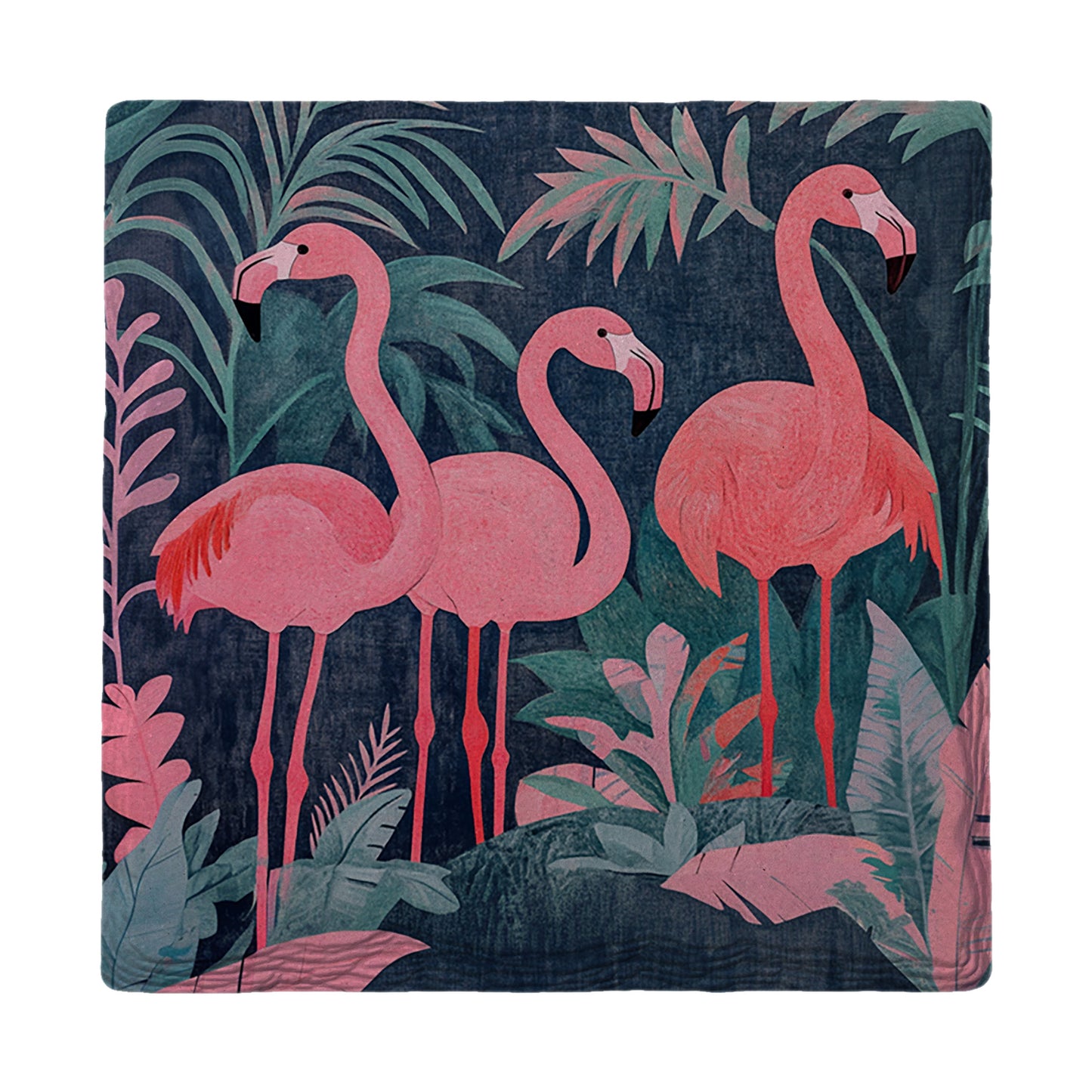 Navy Flamingos | Drink Coaster