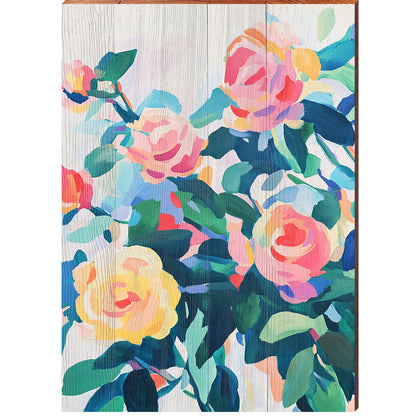 Roses Portrait | Wall Art Print on Real Wood