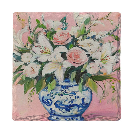 Lilies and Roses Bouquet | Ceramic Drink Coaster
