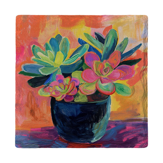 Sunset Succulent Pot | Ceramic Drink Coaster