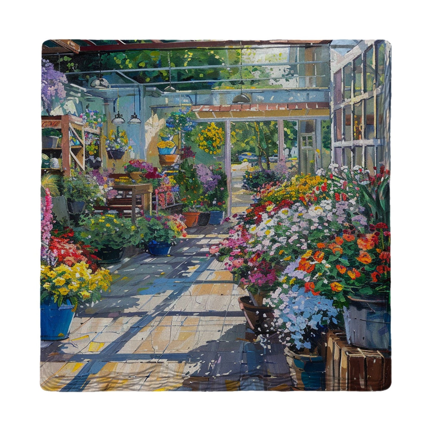 Sunlit Greenhouse Blooms | Ceramic Drink Coaster