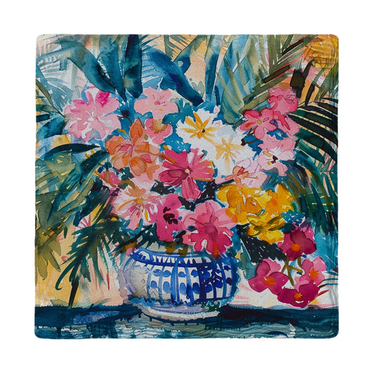 Tropical Watercolor Bouquet | Ceramic Drink Coaster