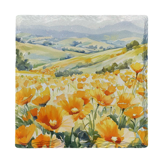 Golden Poppy Hills | Ceramic Drink Coaster