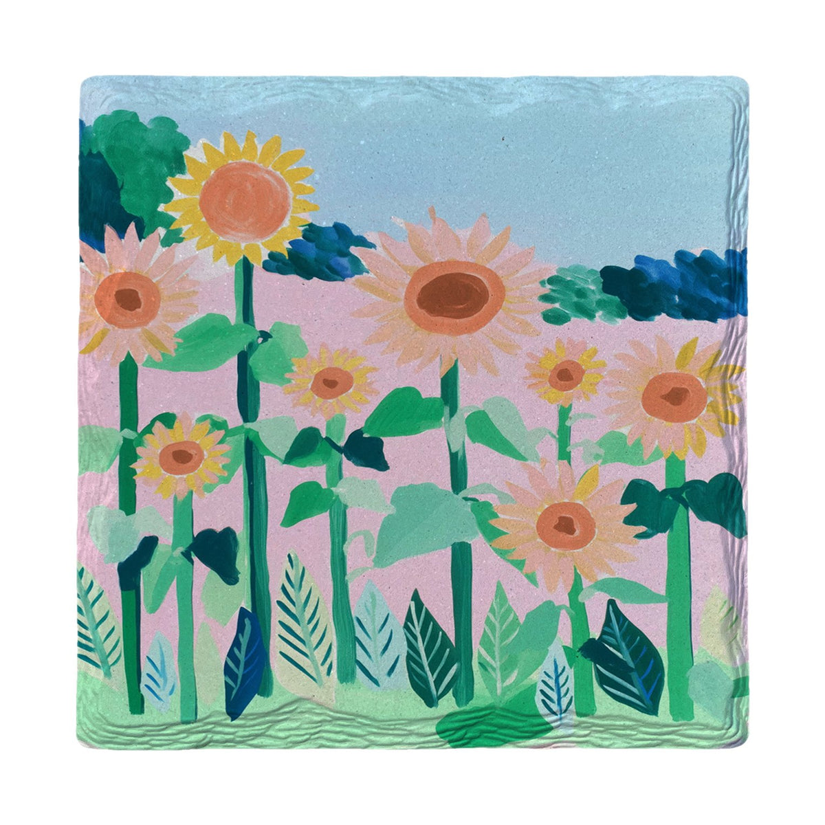 Whimsical Sunflower Patch | Ceramic Drink Coaster