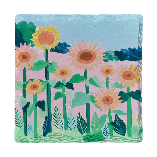 Whimsical Sunflower Patch | Ceramic Drink Coaster