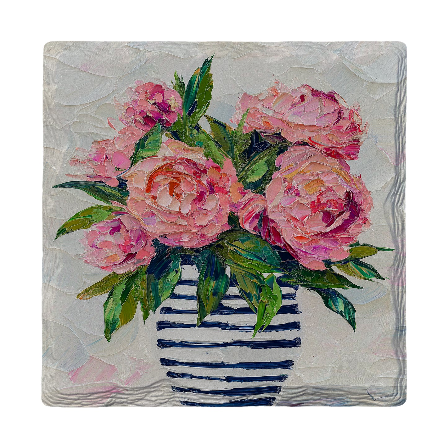 Impasto Pink Peonies | Ceramic Drink Coaster