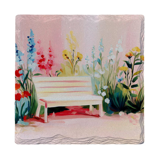 Pink Garden Bench | Ceramic Drink Coaster