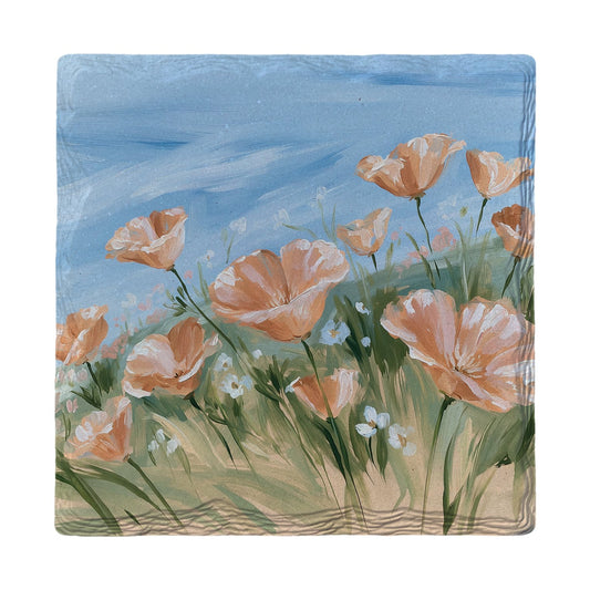 Peach Poppy Breeze | Ceramic Drink Coaster