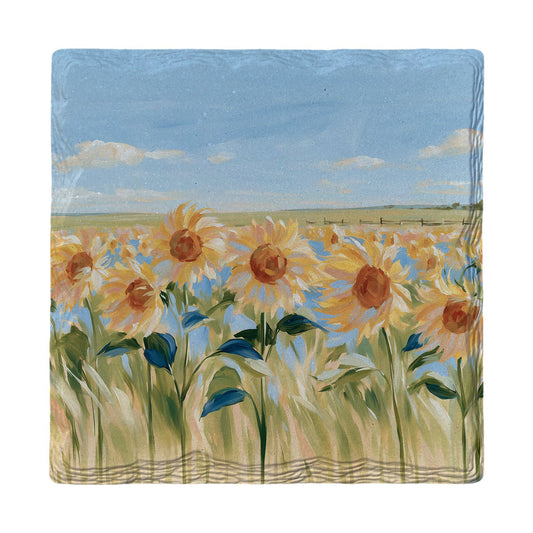 Sunny Sunflower Field | Ceramic Drink Coaster