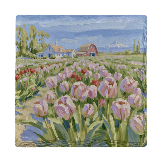 Tulip Farm Morning | Ceramic Drink Coaster