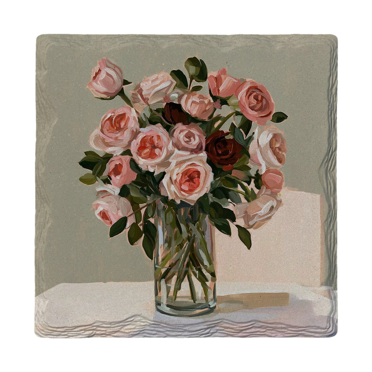 Pink Roses in a Vase | Absorbent Ceramic Drink Coaster