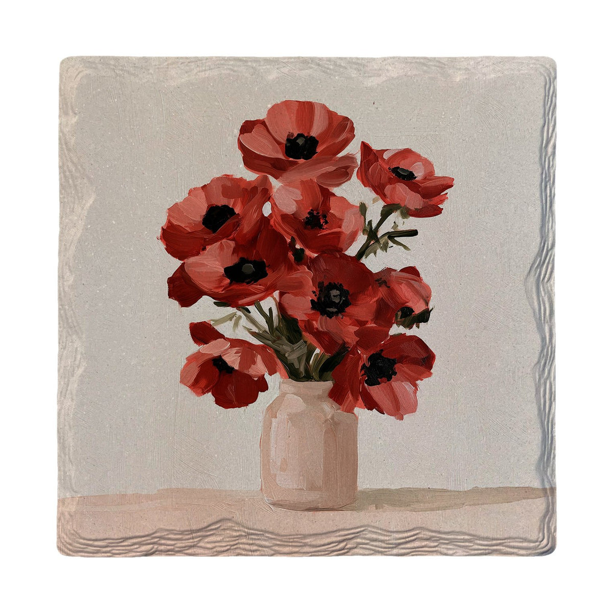 Red Poppy Bouquet | Absorbent Ceramic Drink Coaster