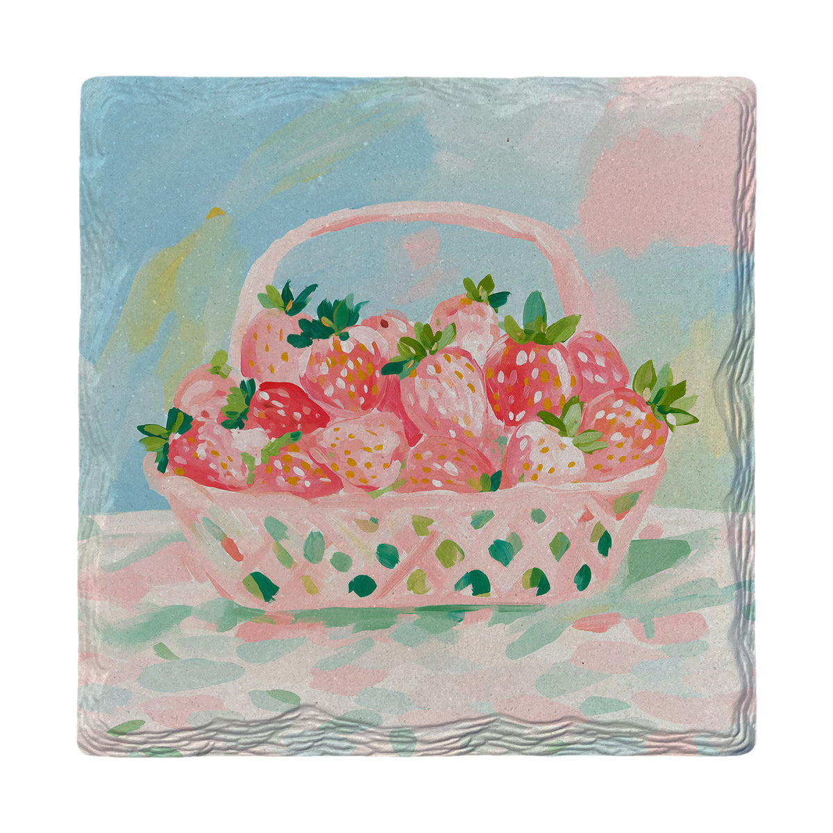 Strawberry Basket absorbent ceramic drink coaster