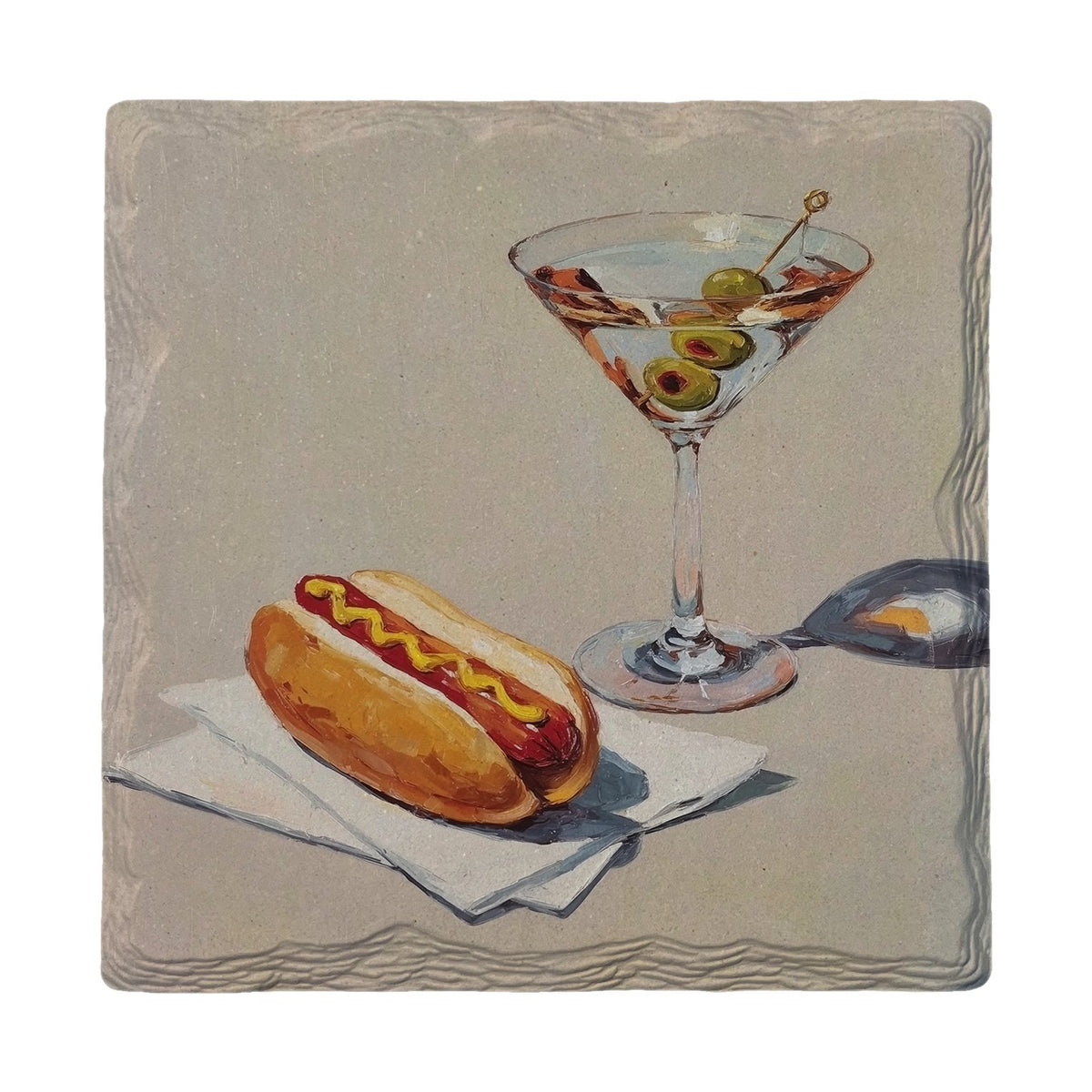 Hot Dog and Martini | Ceramic Drink Coaster