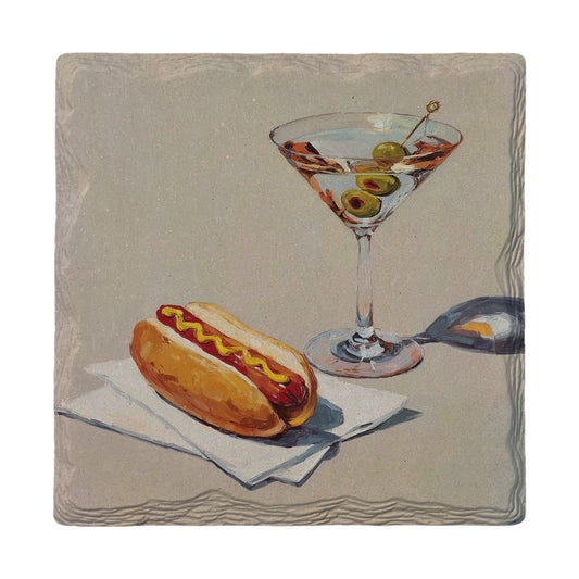 Hot Dog and Martini | Ceramic Drink Coaster