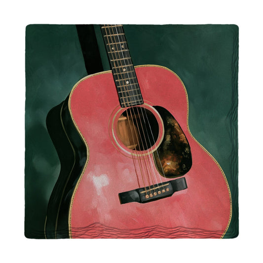 Pink Acoustic Guitar | Absorbent Ceramic Drink Coaster