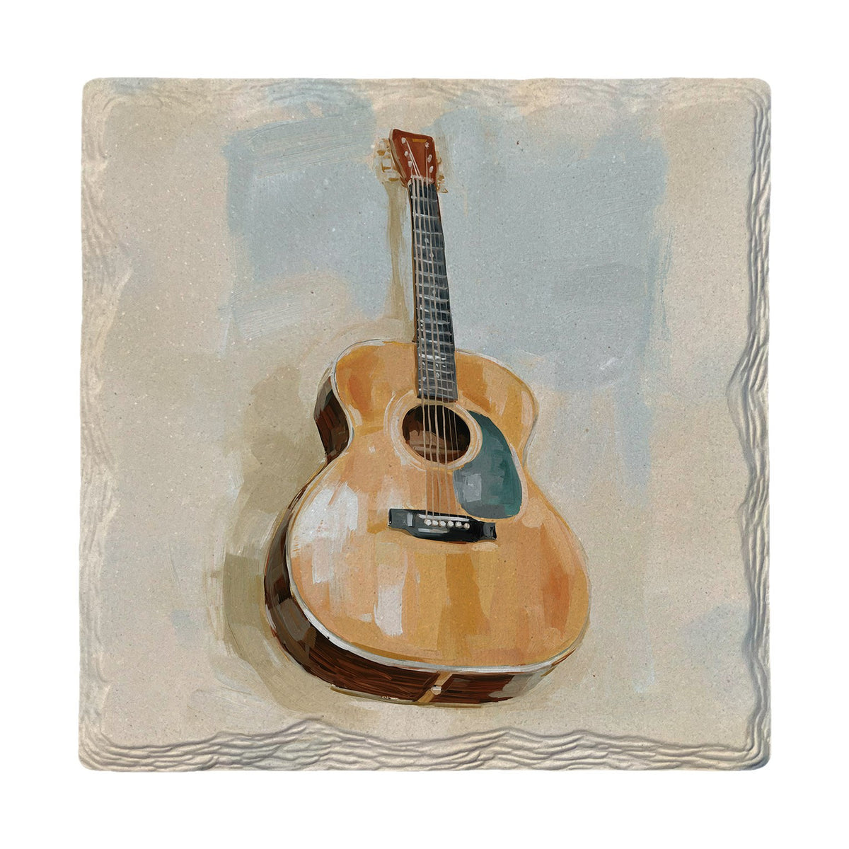 Painted Acoustic Guitar | Absorbent Ceramic Drink Coaster