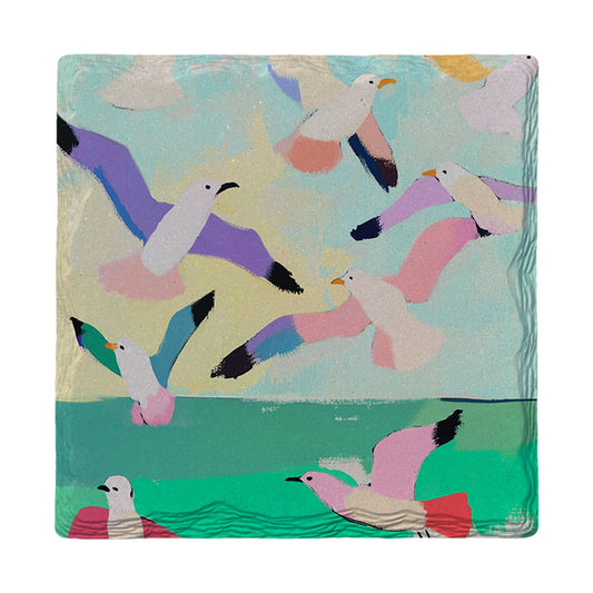 Playful Gulls in Flight | Ceramic Drink Coaster