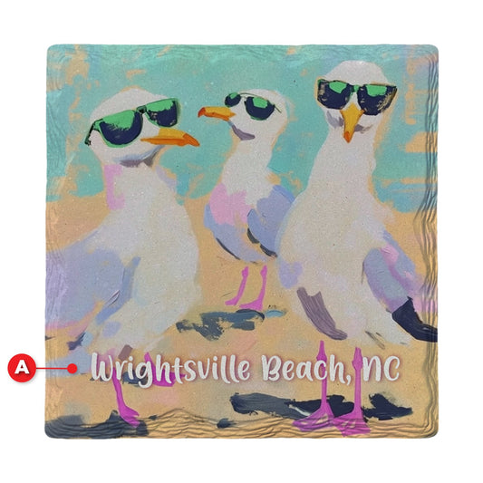Wrightsville Beach Cool Gulls | Ceramic Drink Coaster